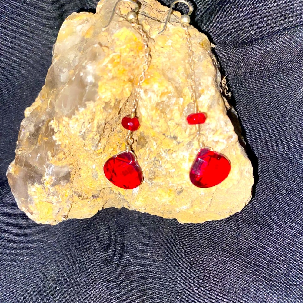 Red Faux Crystal Earrings